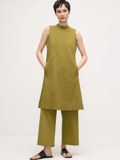 Organic Cotton Pucker Mock Neck Dress