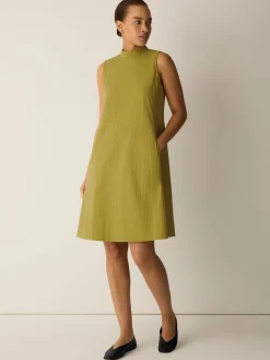 Organic Cotton Pucker Mock Neck Dress