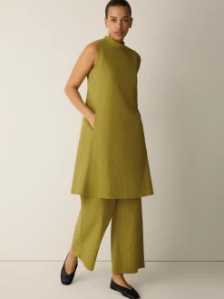Organic Cotton Pucker Mock Neck Dress