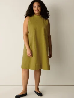 Organic Cotton Pucker Mock Neck Dress