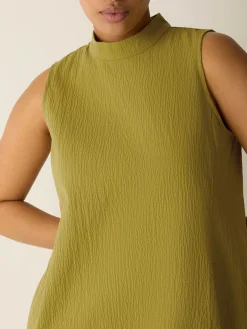 Organic Cotton Pucker Mock Neck Dress
