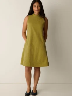Organic Cotton Pucker Mock Neck Dress