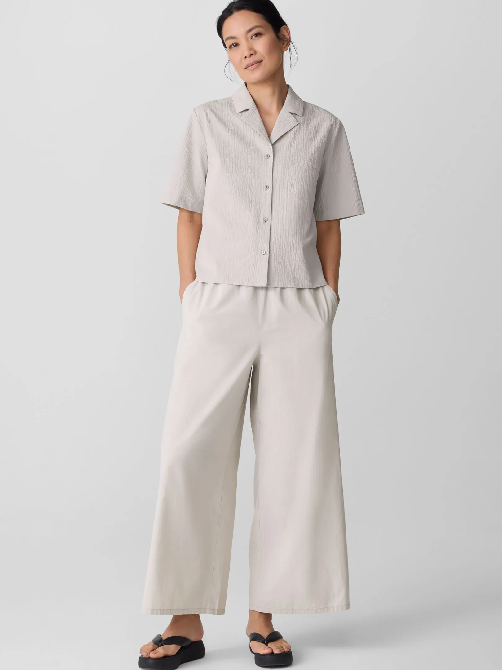 Organic Cotton Pucker Notch Collar Shirt