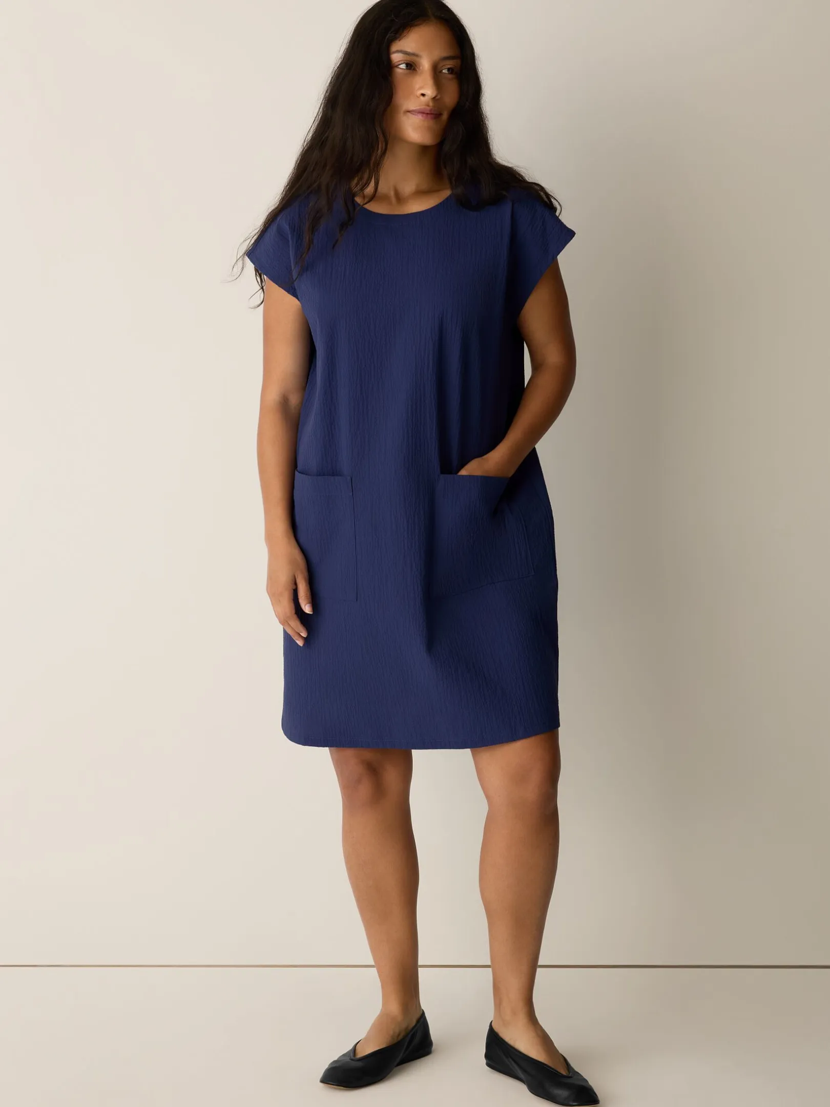 Organic Cotton Pucker Round Neck Dress