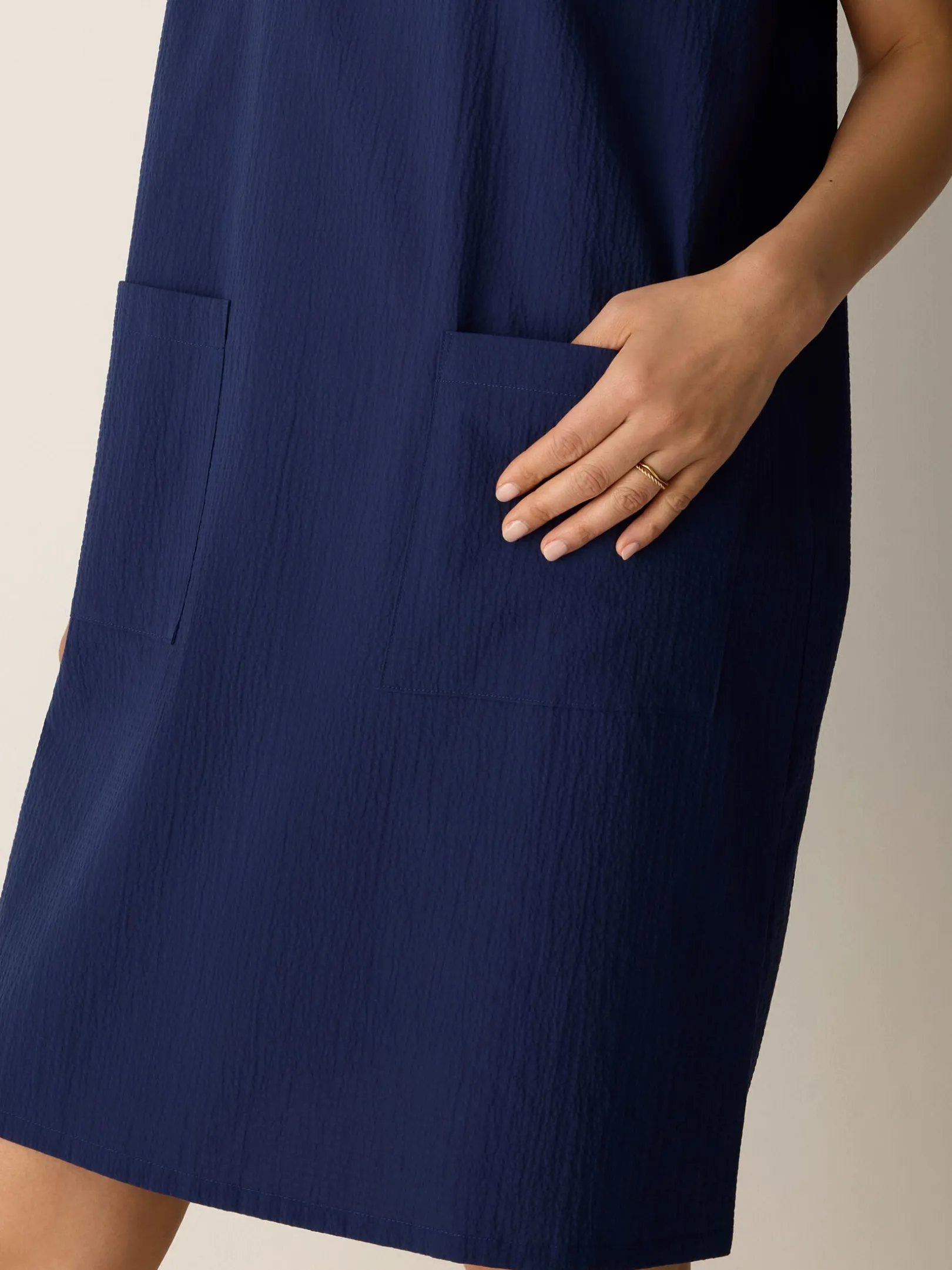 Organic Cotton Pucker Round Neck Dress