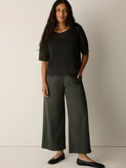 Organic Cotton Pucker Wide-Leg Pant