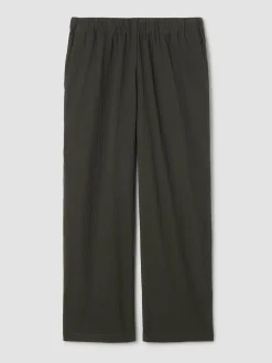 Organic Cotton Pucker Wide-Leg Pant