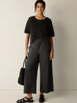Organic Cotton Pucker Wide-Leg Pant