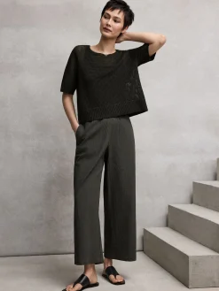 Organic Cotton Pucker Wide-Leg Pant