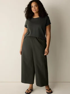 Organic Cotton Pucker Wide-Leg Pant