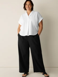 Organic Cotton Pucker Wide-Leg Pant