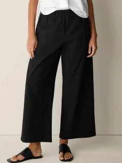 Organic Cotton Pucker Wide-Leg Pant