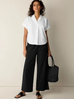 Organic Cotton Pucker Wide-Leg Pant