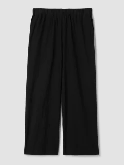 Organic Cotton Pucker Wide-Leg Pant