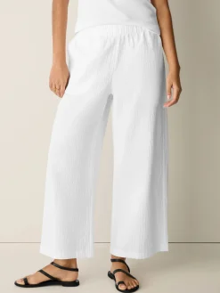 Organic Cotton Pucker Wide-Leg Pant