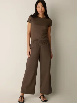 Organic Cotton Pucker Wide-Leg Pant