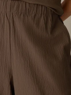 Organic Cotton Pucker Wide-Leg Pant