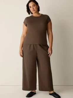 Organic Cotton Pucker Wide-Leg Pant