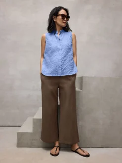 Organic Cotton Pucker Wide-Leg Pant