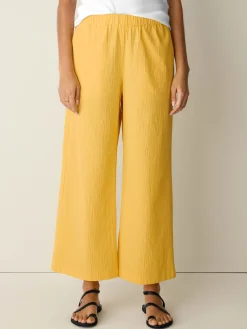 Organic Cotton Pucker Wide-Leg Pant