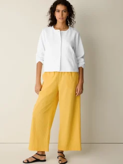 Organic Cotton Pucker Wide-Leg Pant
