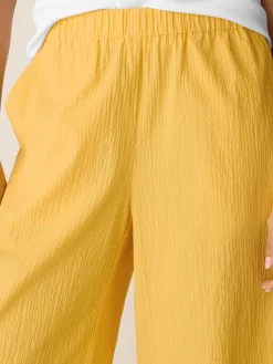Organic Cotton Pucker Wide-Leg Pant