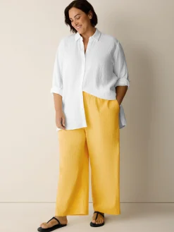 Organic Cotton Pucker Wide-Leg Pant