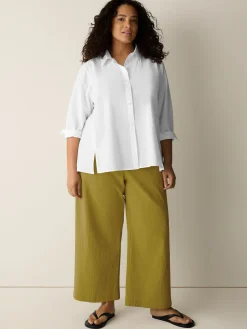 Organic Cotton Pucker Wide-Leg Pant