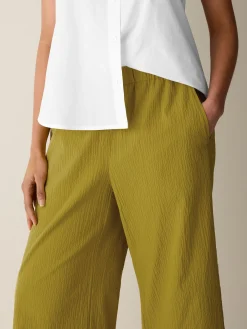 Organic Cotton Pucker Wide-Leg Pant