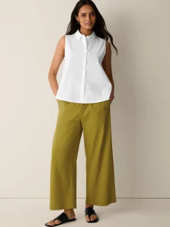 Organic Cotton Pucker Wide-Leg Pant
