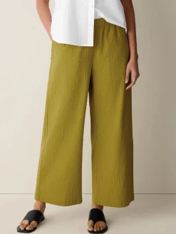Organic Cotton Pucker Wide-Leg Pant