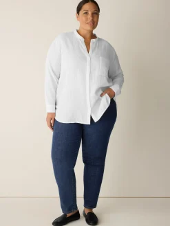 Organic Cotton Ripple Band Collar Shirt