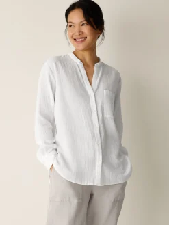 Organic Cotton Ripple Band Collar Shirt
