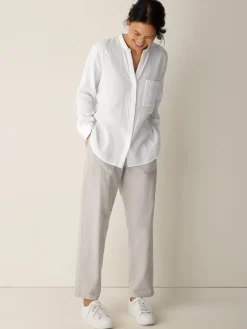 Organic Cotton Ripple Band Collar Shirt