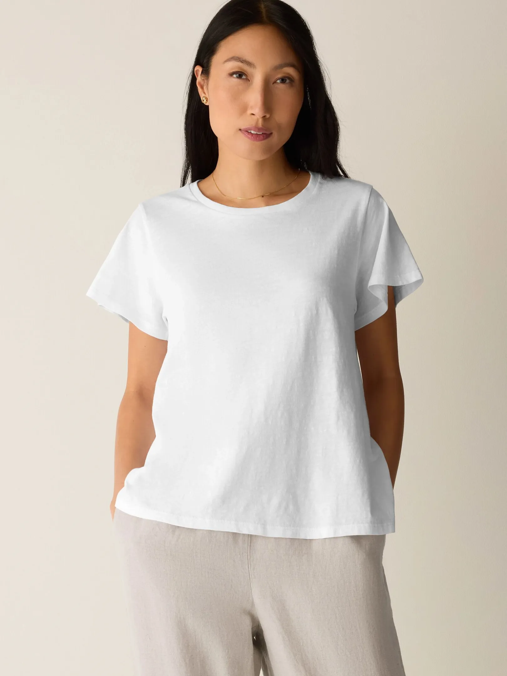 Organic Cotton Slubby Jersey Crew Neck Tee
