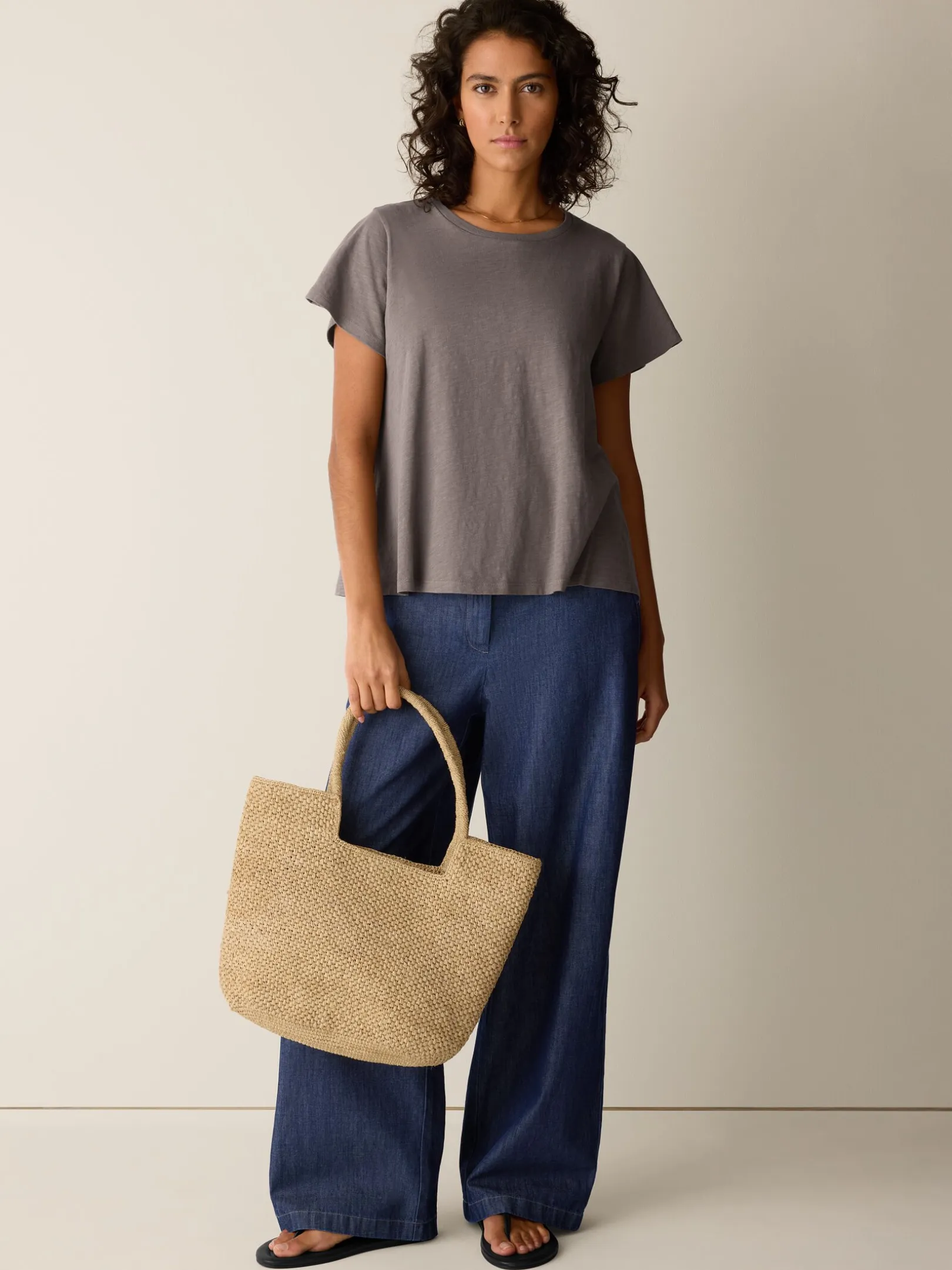 Organic Cotton Slubby Jersey Crew Neck Tee