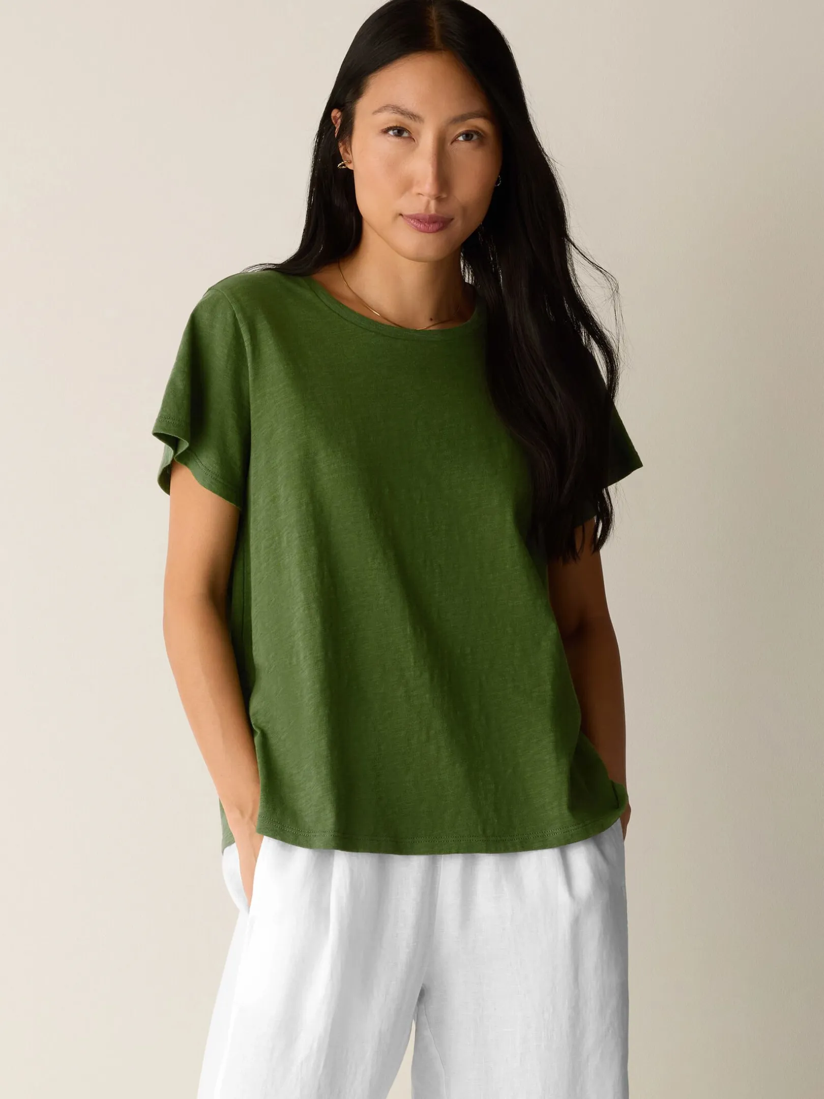 Organic Cotton Slubby Jersey Crew Neck Tee