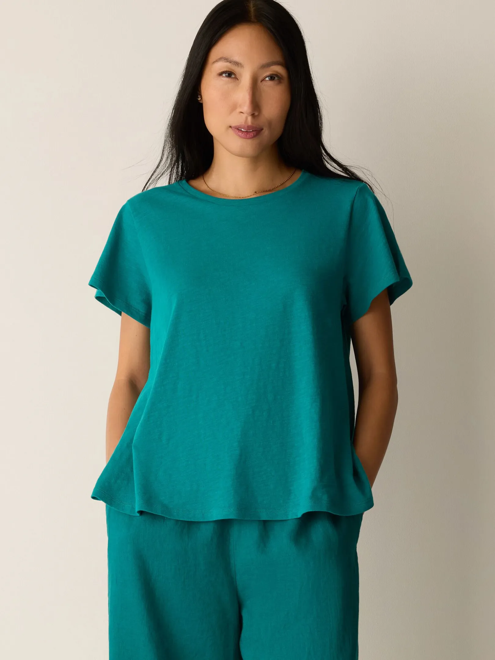 Organic Cotton Slubby Jersey Crew Neck Tee