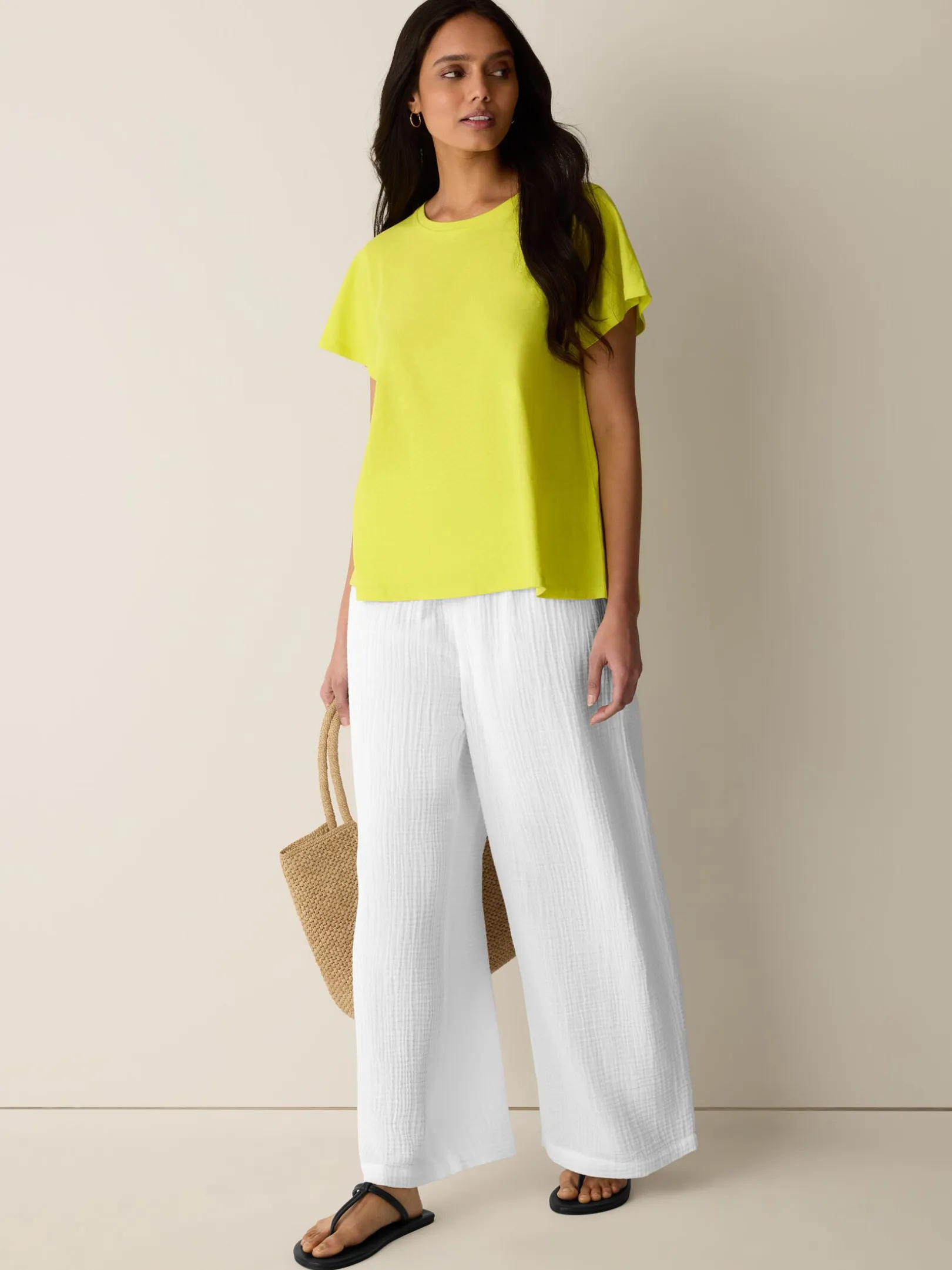 Organic Cotton Slubby Jersey Crew Neck Tee