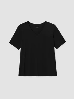 Organic Cotton Slubby Jersey V-Neck Tee