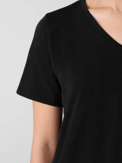 Organic Cotton Slubby Jersey V-Neck Tee