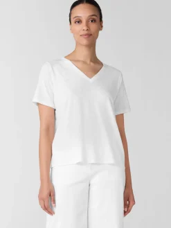 Organic Cotton Slubby Jersey V-Neck Tee