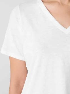 Organic Cotton Slubby Jersey V-Neck Tee