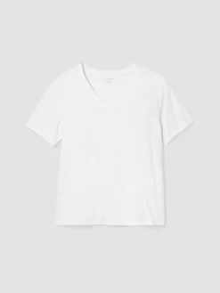 Organic Cotton Slubby Jersey V-Neck Tee