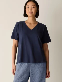 Organic Cotton Slubby Jersey V-Neck Tee