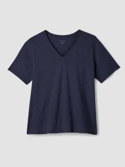 Organic Cotton Slubby Jersey V-Neck Tee