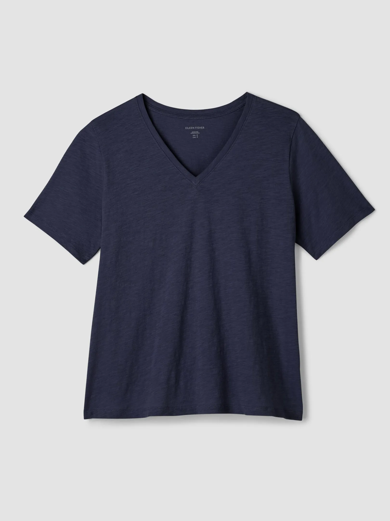 Organic Cotton Slubby Jersey V-Neck Tee