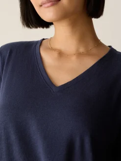 Organic Cotton Slubby Jersey V-Neck Tee