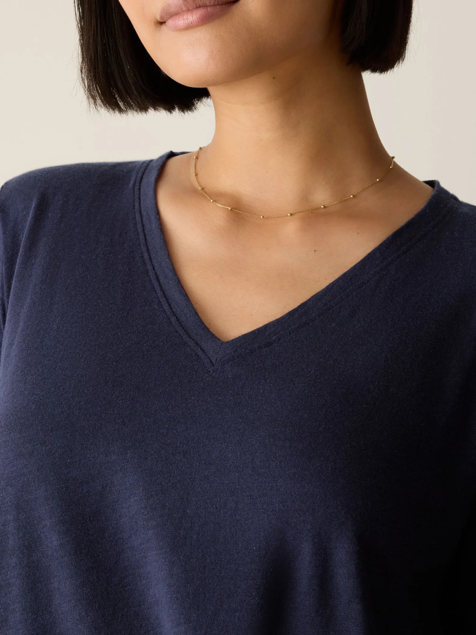 Organic Cotton Slubby Jersey V-Neck Tee