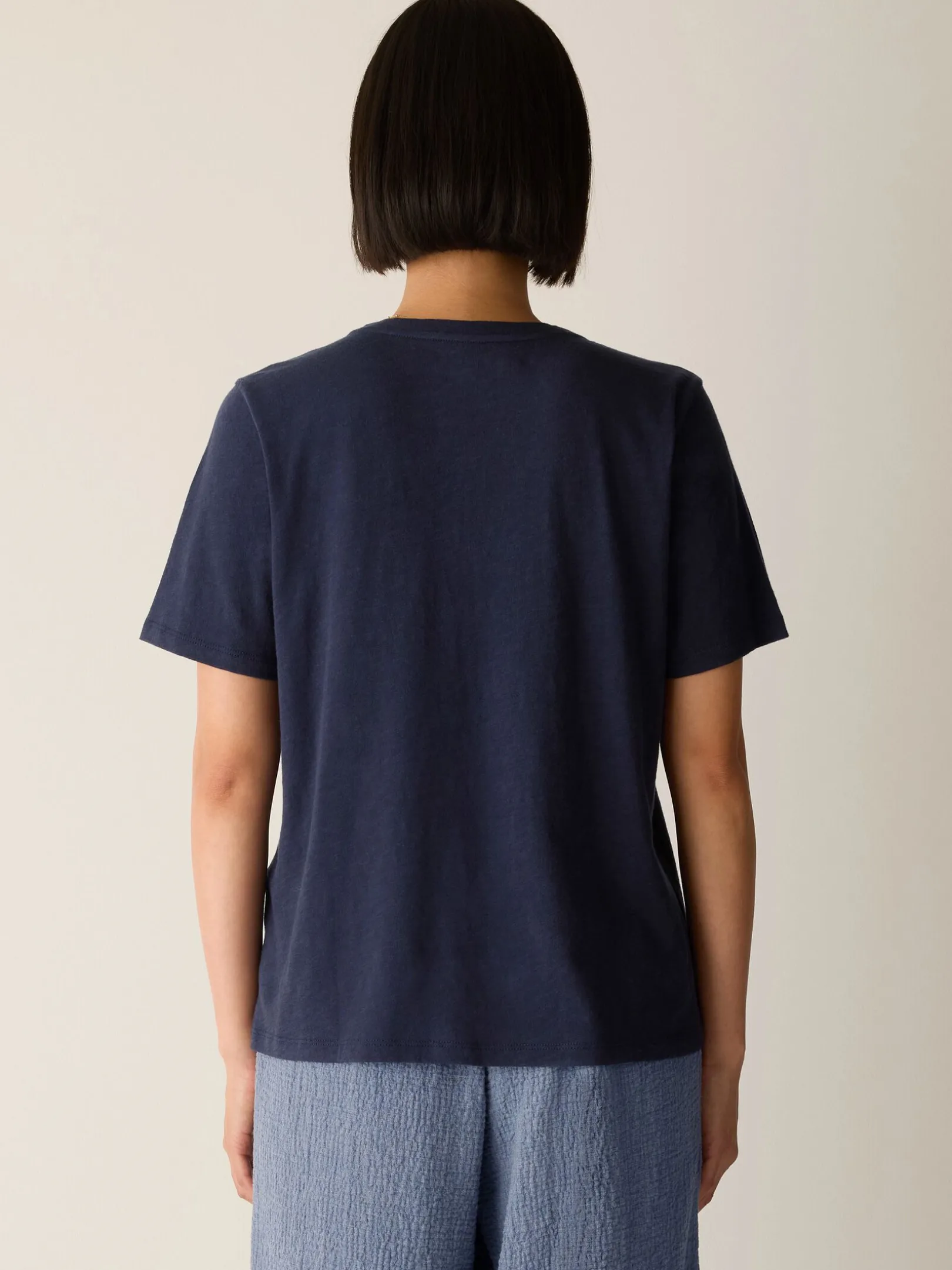 Organic Cotton Slubby Jersey V-Neck Tee